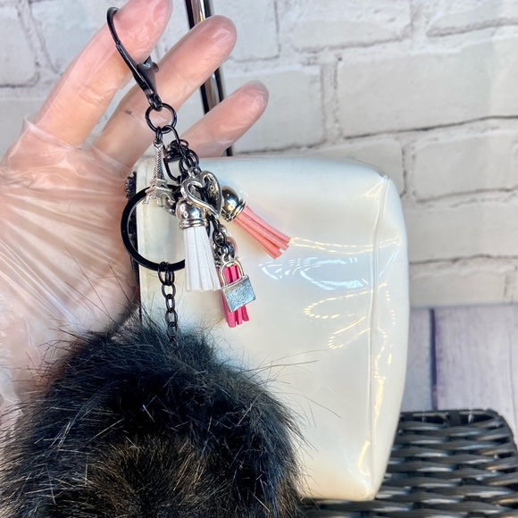 YSL keychain pouch with handmade pom and charms - Picture 2 of 8